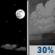 Friday Night: A chance of showers, mainly after 4am.  Increasing clouds, with a low around 43. Light west wind.  Chance of precipitation is 30%.