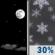 Tuesday Night: A chance of snow, mainly after 5am.  Partly cloudy, with a low around 10. West wind around 5 mph becoming calm  in the evening.  Chance of precipitation is 30%. Little or no snow accumulation expected. 