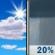 Today: Isolated showers after 1pm.  Partly sunny, with a high near 60. Southwest wind 5 to 13 mph, with gusts as high as 25 mph.  Chance of precipitation is 20%.