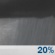 Tonight: A slight chance of showers. Mostly cloudy, with a low around 61. Light and variable wind. Chance of precipitation is 20%. Tonight: A slight chance of showers. Mostly cloudy, with a low around 61. Light and variable wind. Chance of precipitation is 20%.